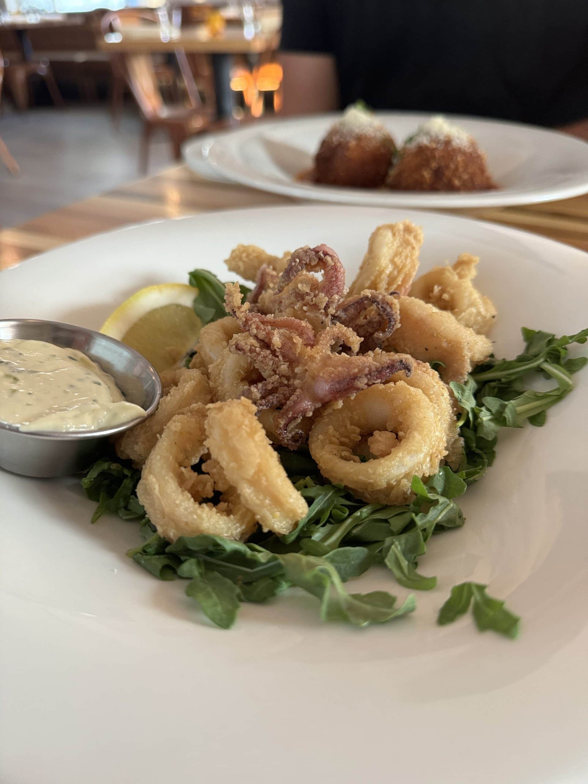 food at della porta in door county, gluten free calamari featured in this door county itinerary