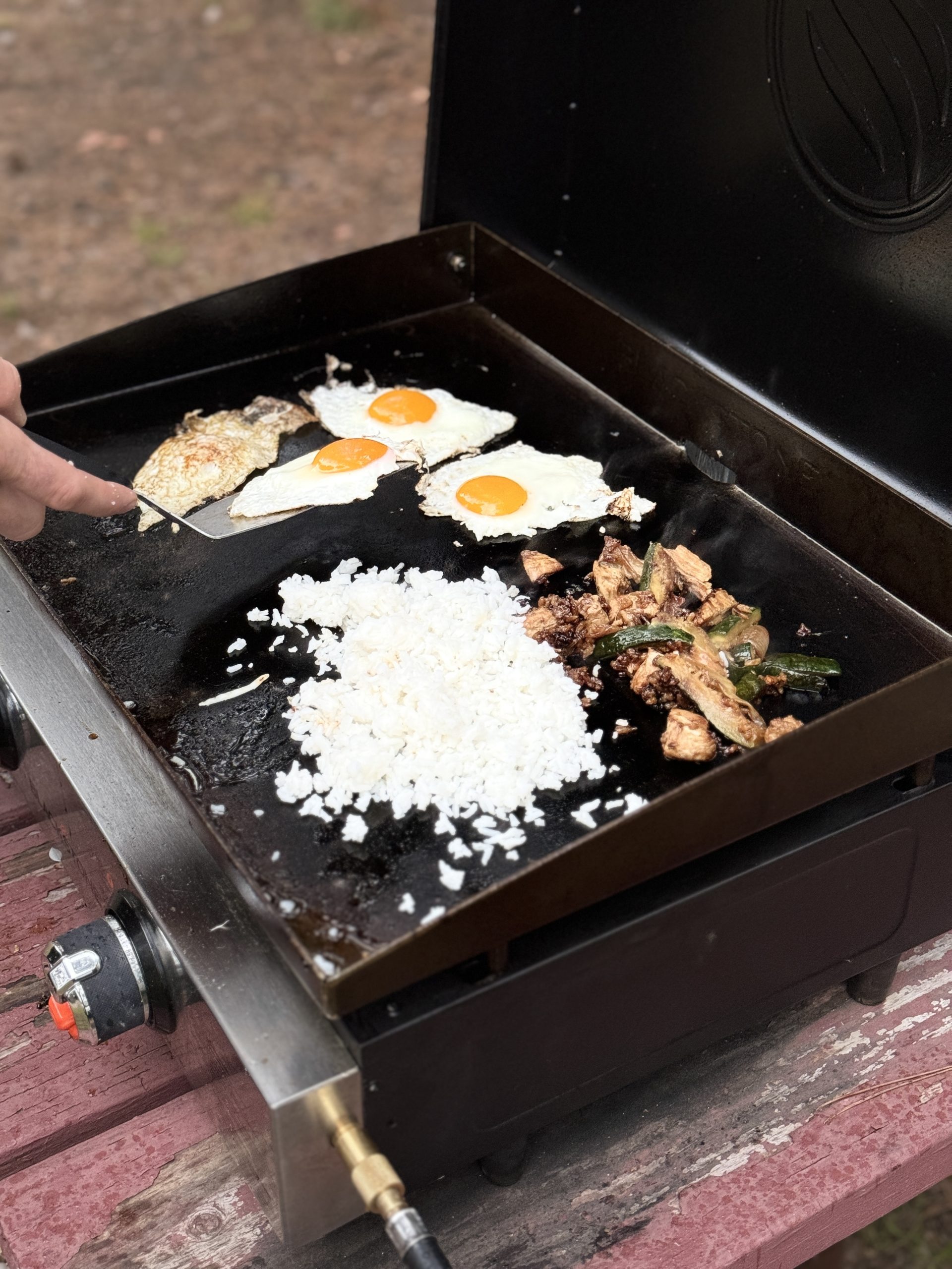 photo of breakfast being cooked on the blackstone