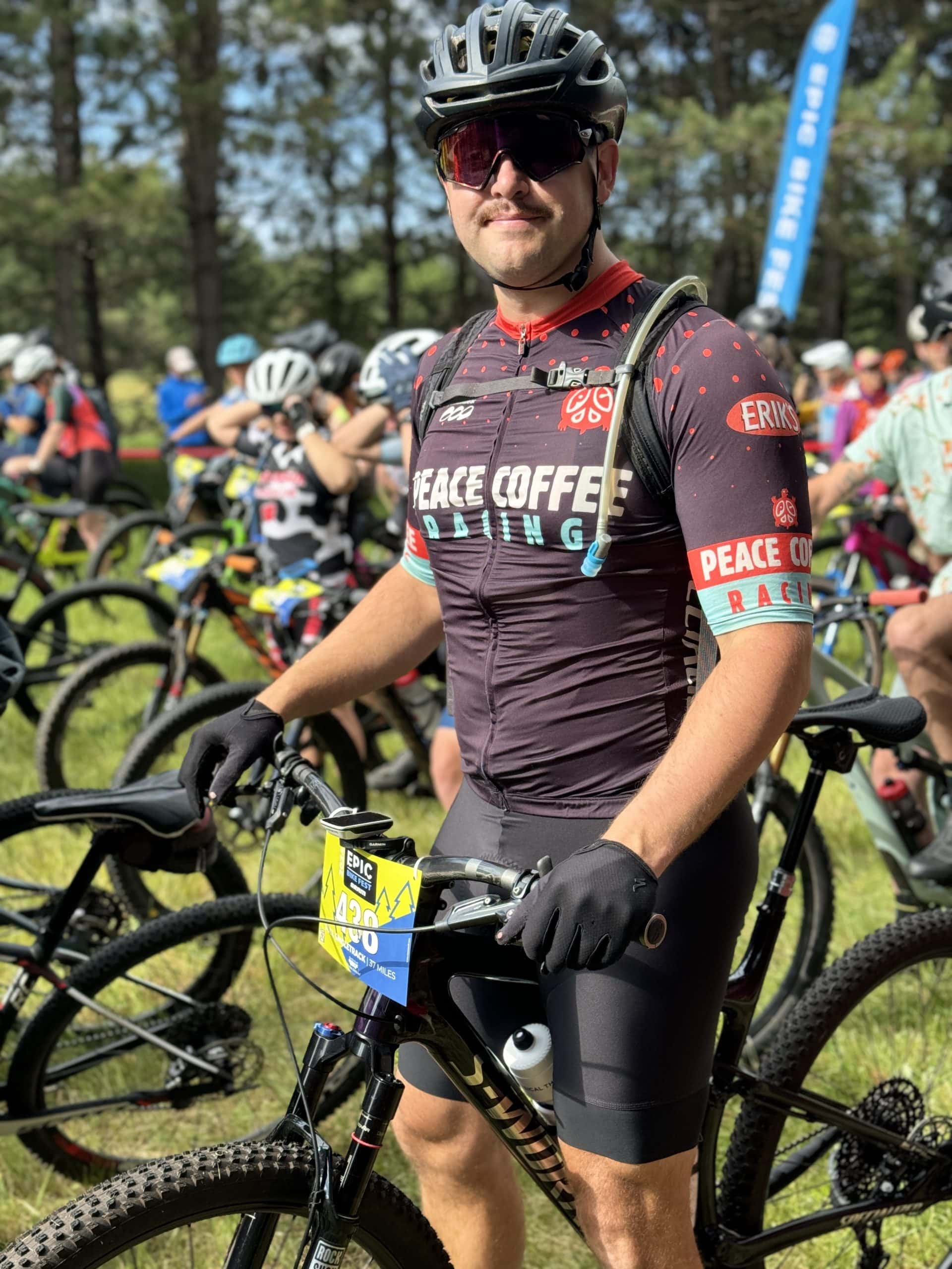 bike racer at the start of epic bike fest featured in this hayward, wi camping itinerary 