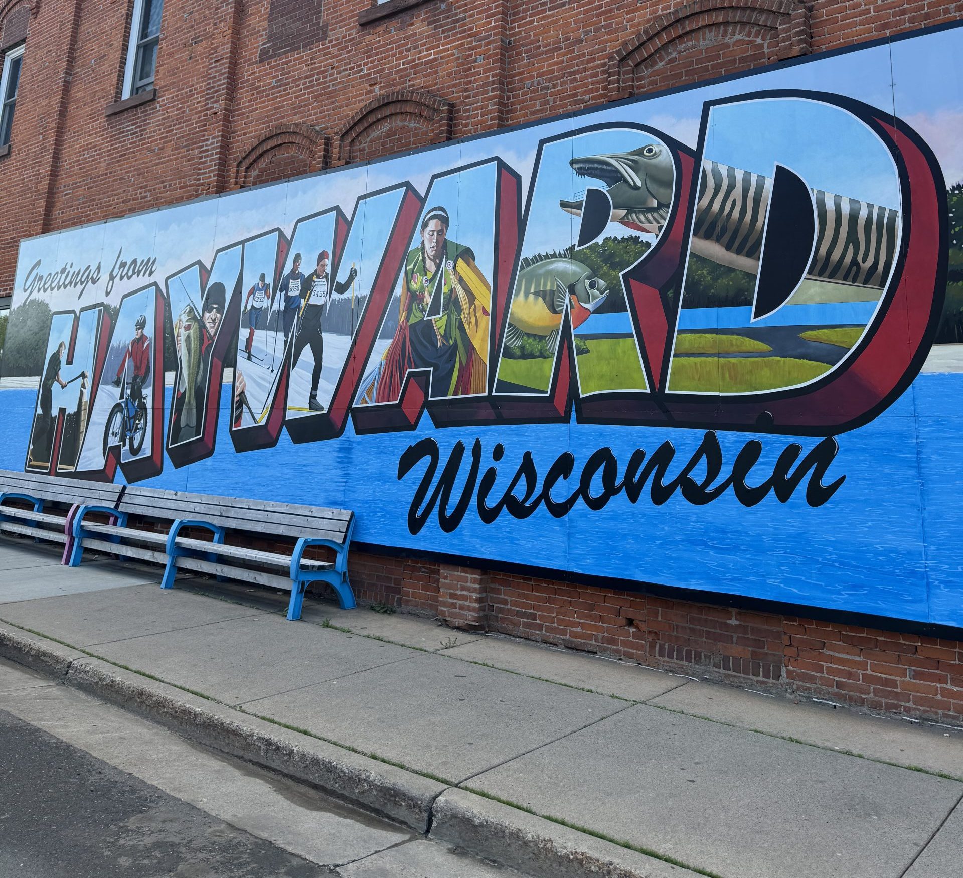 Hayward, WI mural in down town spotted during our Hayward, WI camping Itinerary