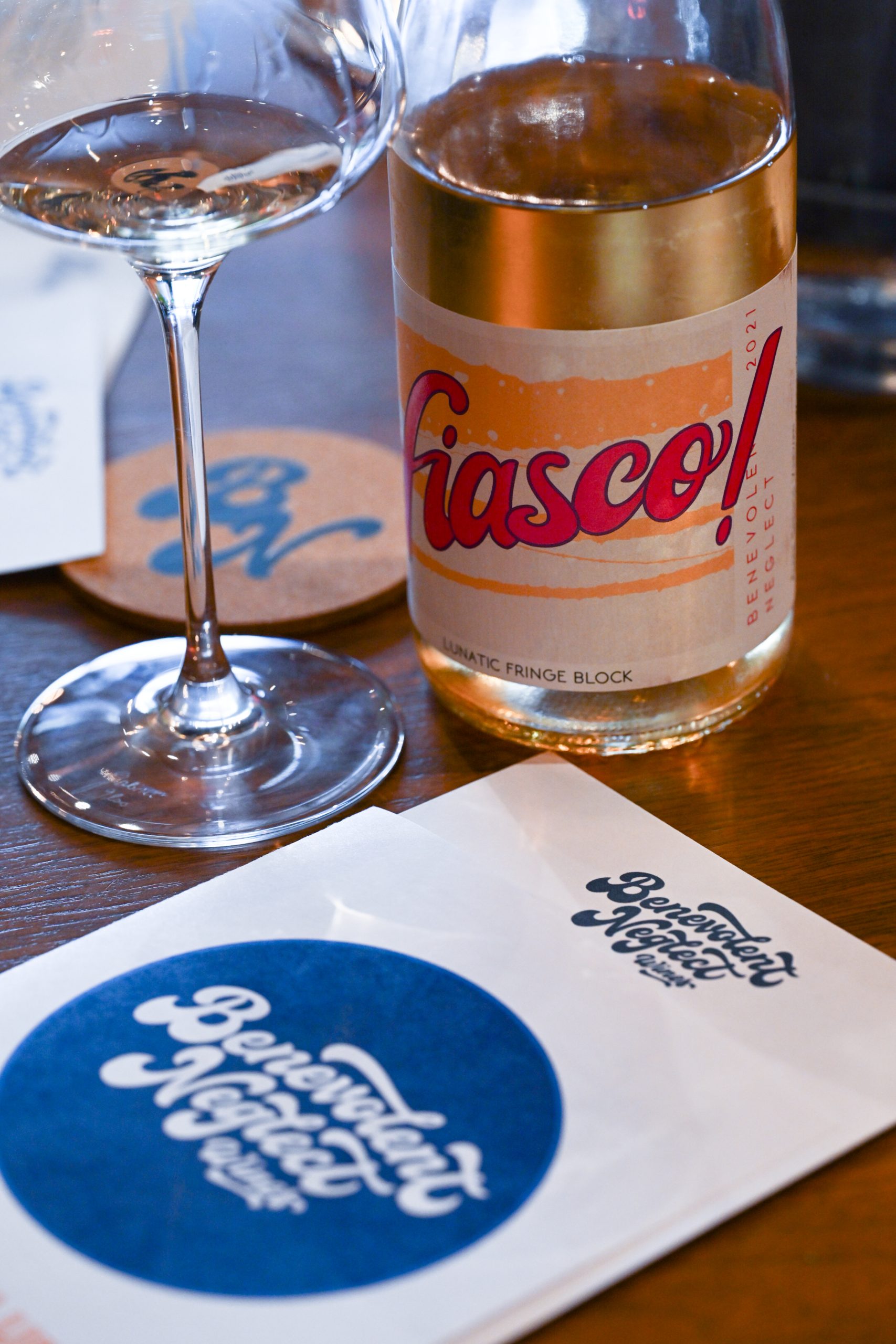 Benevolent Neglect wine tasting place setting