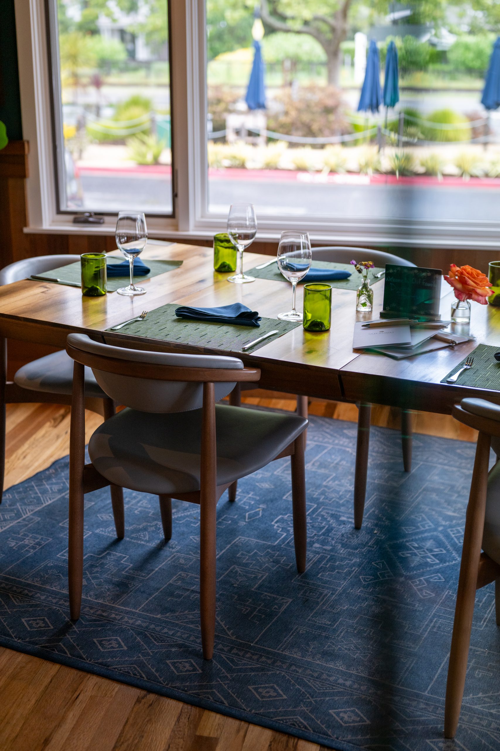 place setting at clif family vineyard in saint helena