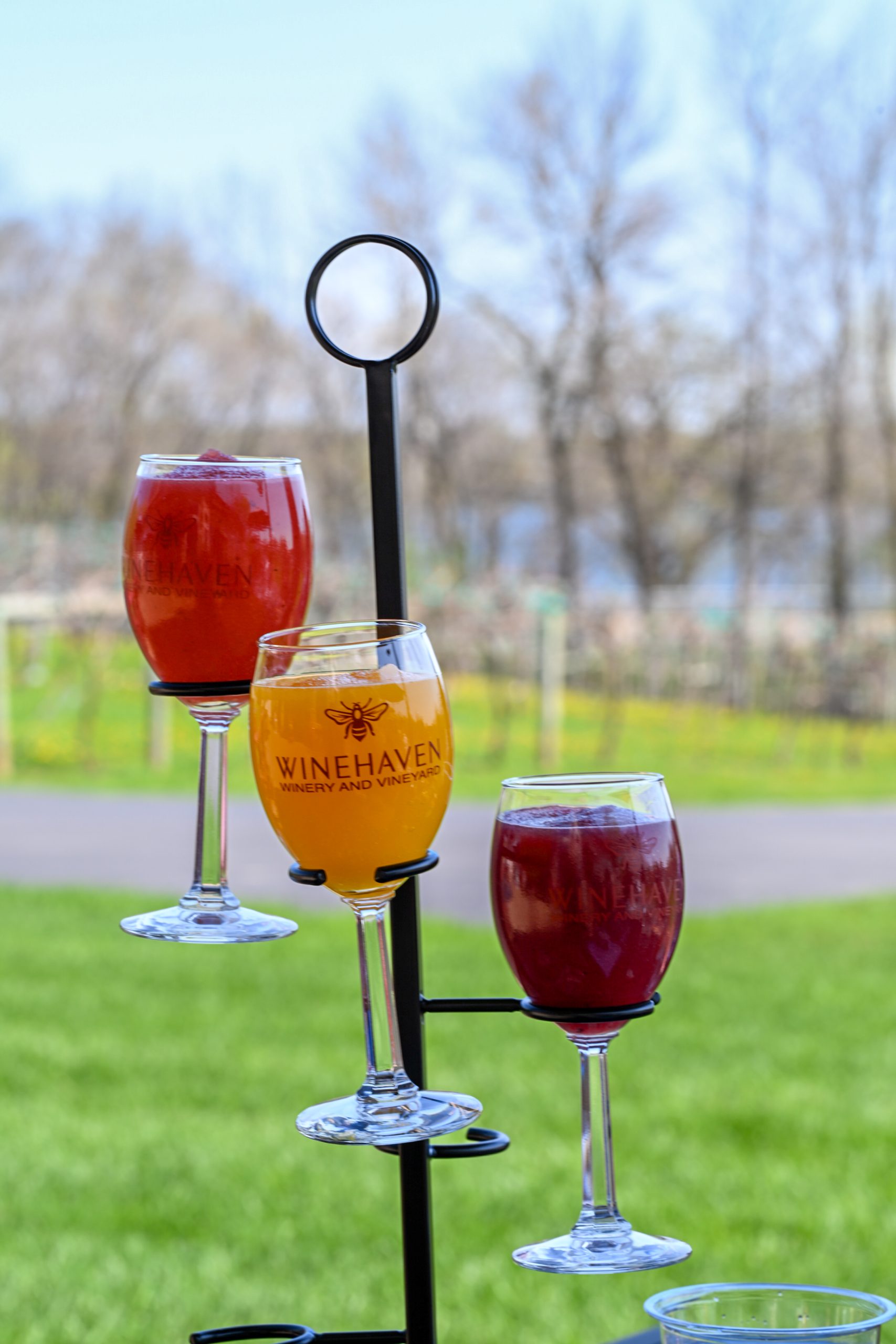 wine slushy flight at winehaven vineyard in mn