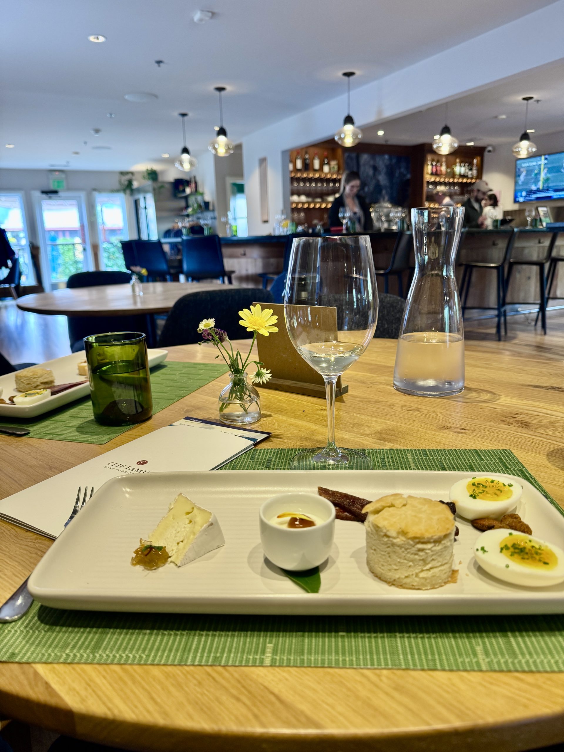 gluten free breakfast at Clif Family Winery place setting