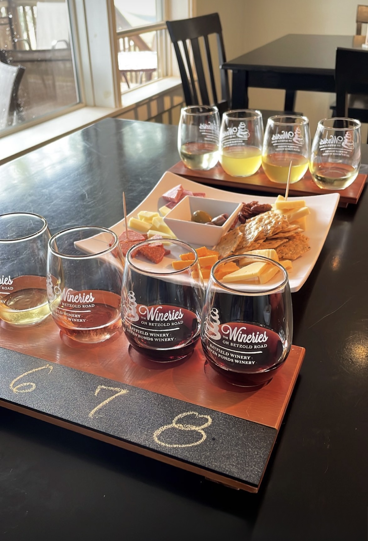 wine and cider flight in bayfield wi