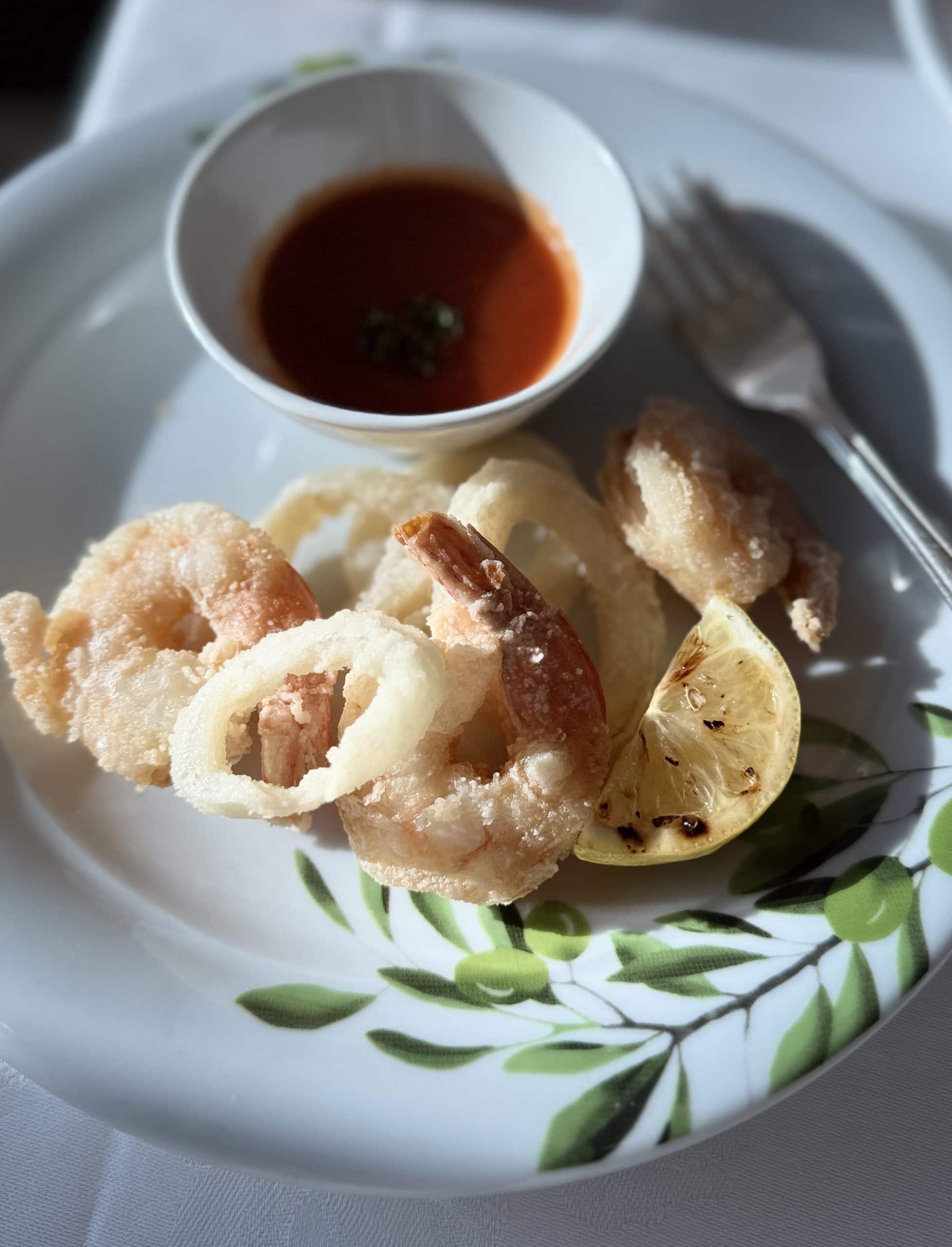 gluten free fried shrimp and calamari at sabatini's on the royal princess cruise