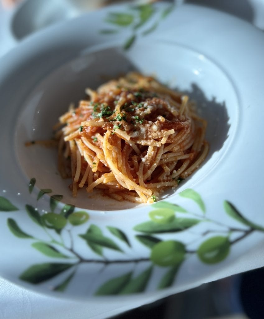 gluten free spaghetti at sabatini's on the royal princess alaska cruise