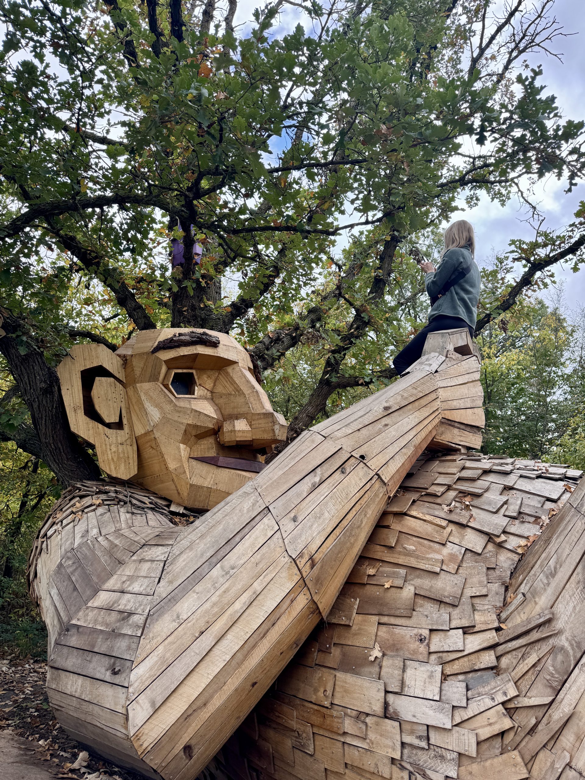 Jacob Everear in Detroit Lakes, MN and Jacki is sitting on his hands and taking a photo of his face.