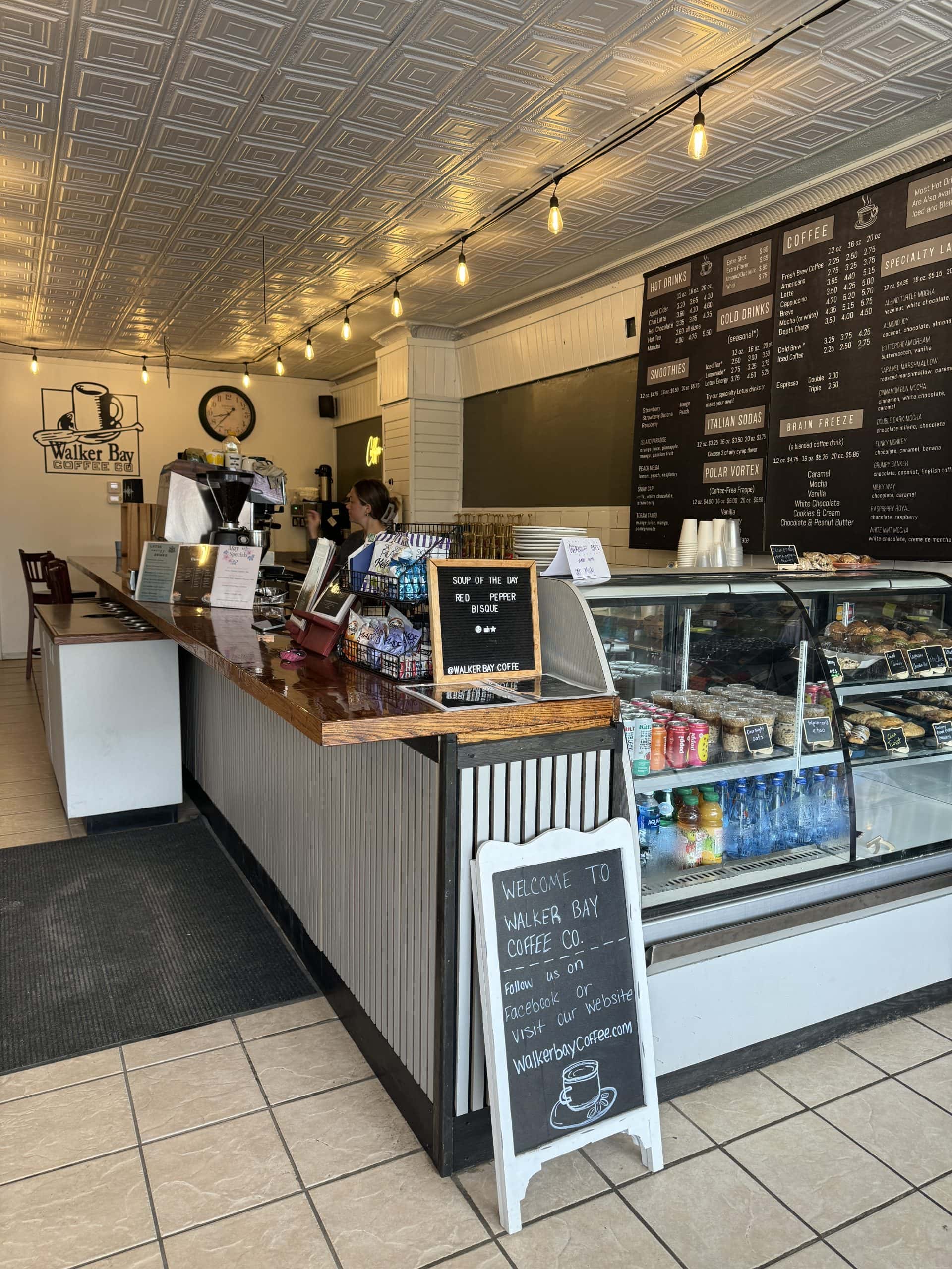 Inside photo at Walker Bay Coffee in Downtown Walker, MN - Gluten Free Food Options!